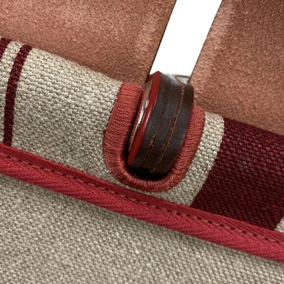 Auth HERMES Herbag Zip Cabin Bag - Beige Red Toile De Camp Vache Hunter D - Picture 12 of 16